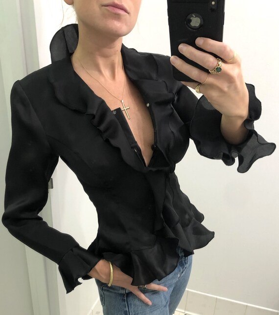 Vintage Ruffled Organza Blouse — vintage 1980s bla