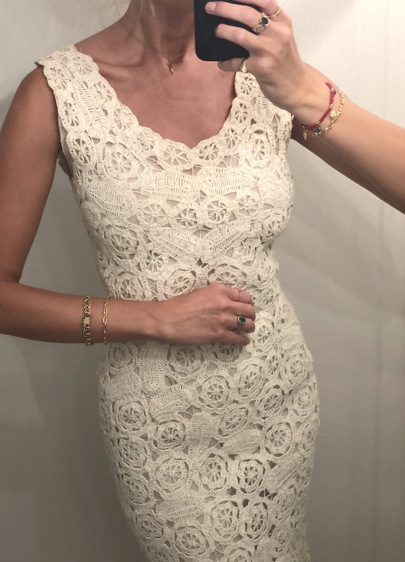 RARE VINTAGE ITALIAN Crochet Raffia Dress — vinta