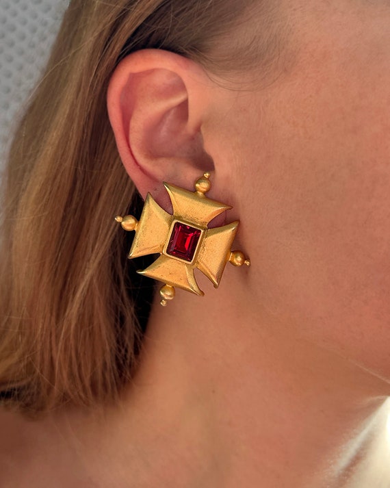 Vintage Gold Maltese Cross Earrings | Verdura Earr