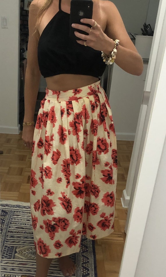 1950s FLORAL FULL SKIRT — 1950s skirt — vintage sk