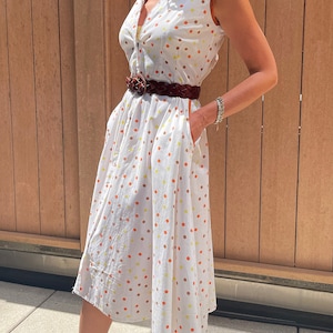 1950s POLKA-DOTTED SUNDRESS — vintage sundress — vintage sleeveless shirtdress — vintage polka dot dress — 1950s summer dress