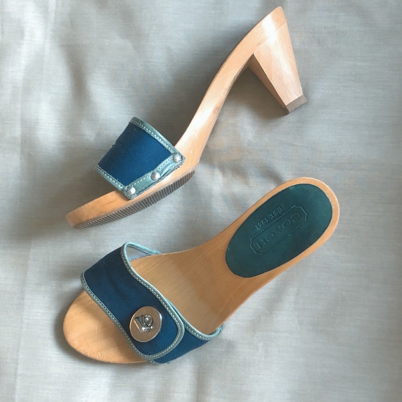 VINTAGE COACH Wooden Slides vintage Dr. Scholl's | Etsy
