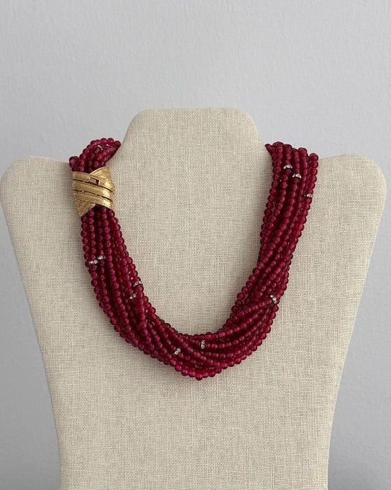 Vintage Ciner Ruby Paste Statement Necklace - image 4