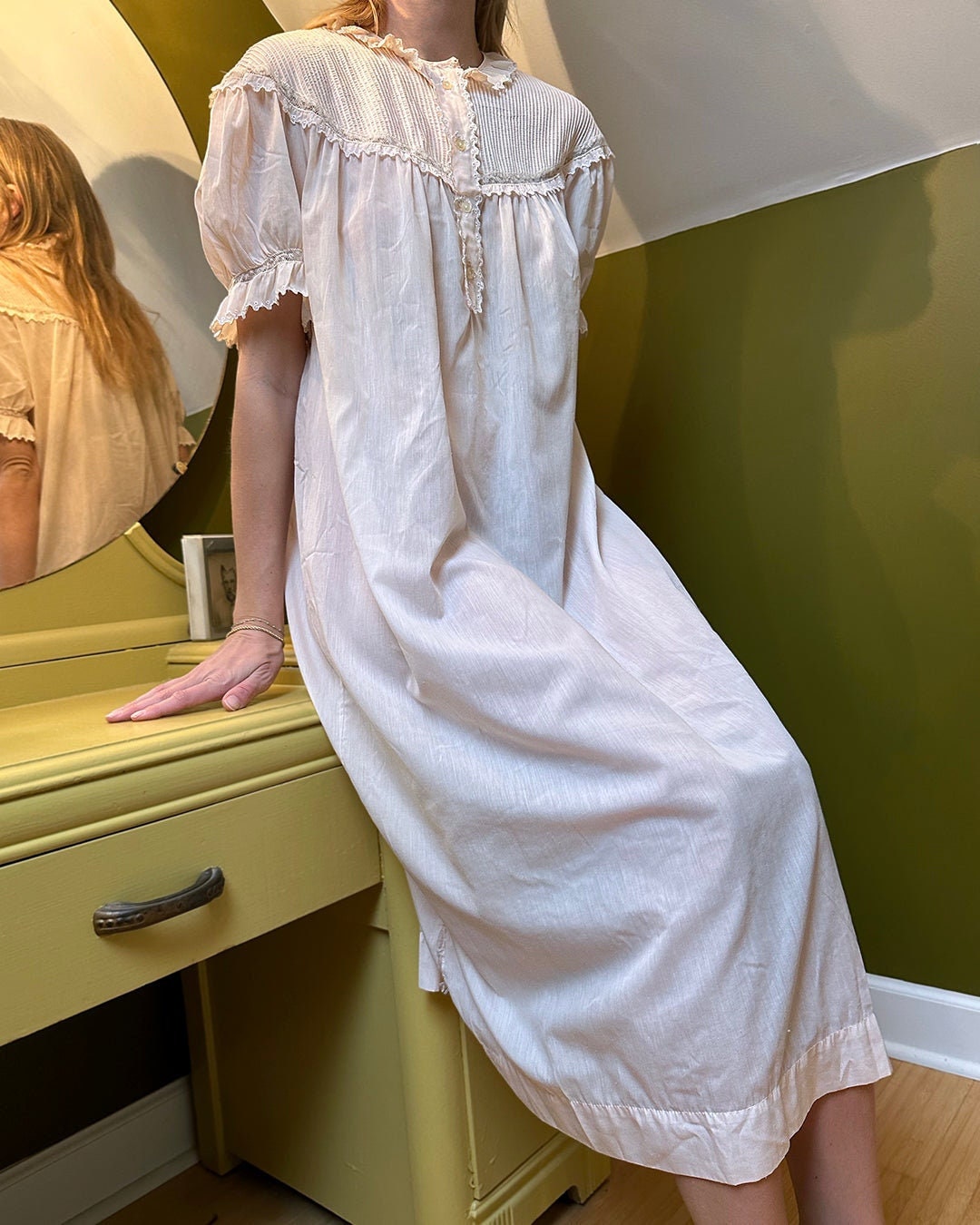 Eyelet Edwardian Nightdress Vtg Quills Ireland Edwardian Nightgown