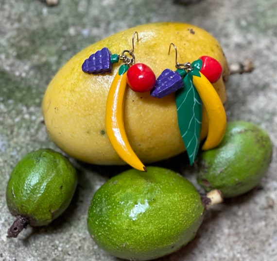 Vintage hand-painted Fruit Earrings — fruit earri… - image 4