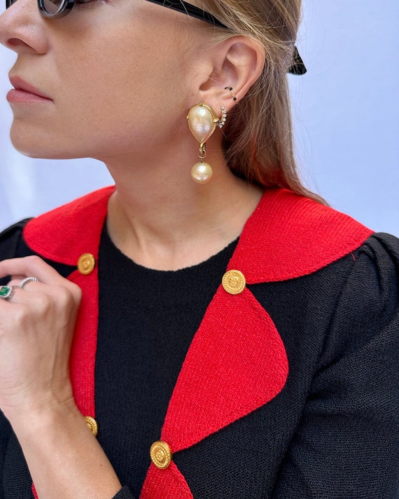 Vintage Oversized Pearl Drop Earrings || Vintage … - image 2