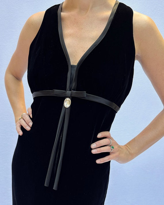 Vintage Velvet Black Evening Dress - M