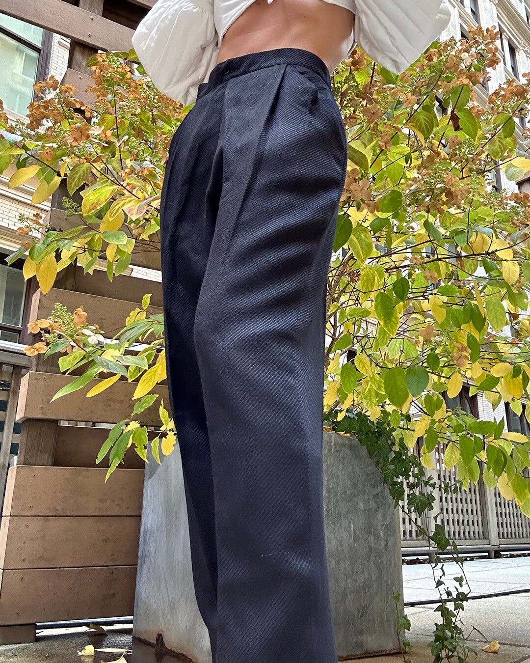 パンツ 80s Vintage Flatfront Wide Slacks Talon Deadstock Vintage 1980s Pleat-front Trousers (XS-L