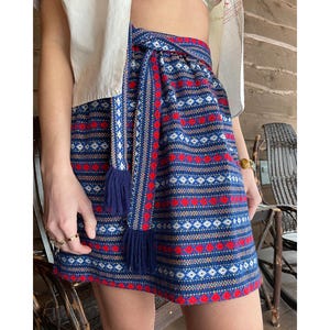 Vintage 1960s Woven Miniskirt - vintage printed skirt