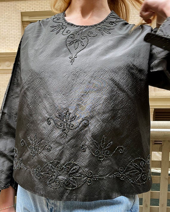 Antique Victorian Embellished Silk Mourning Blous… - image 7