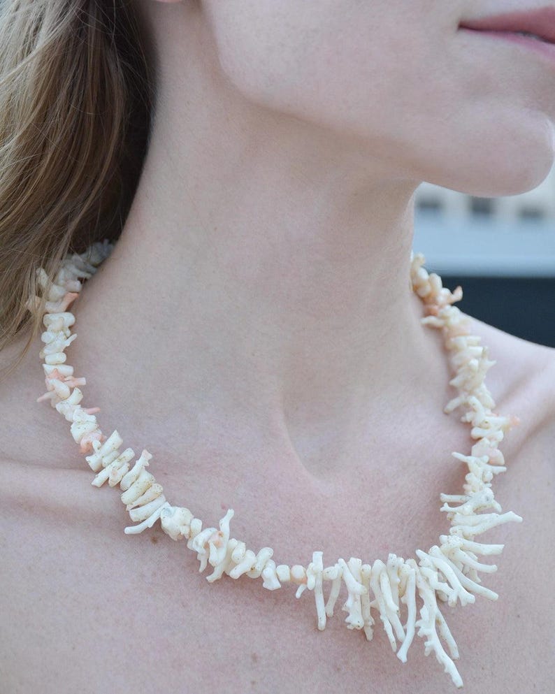Vintage White Coral Branch Necklace image 2