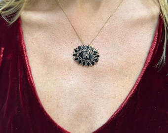 Rare Victorian 10k Gold, Onyx, & Seed Pearl Pendant/Brooch || victorian mourning jewelry, victorian jewelry