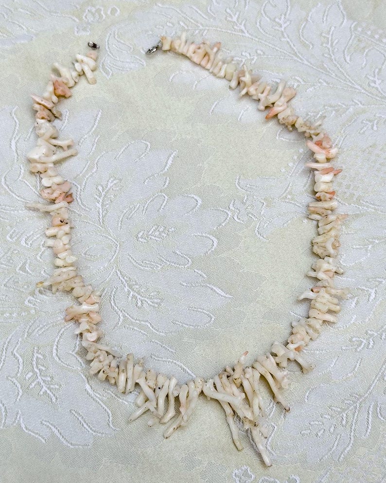 Vintage White Coral Branch Necklace image 3