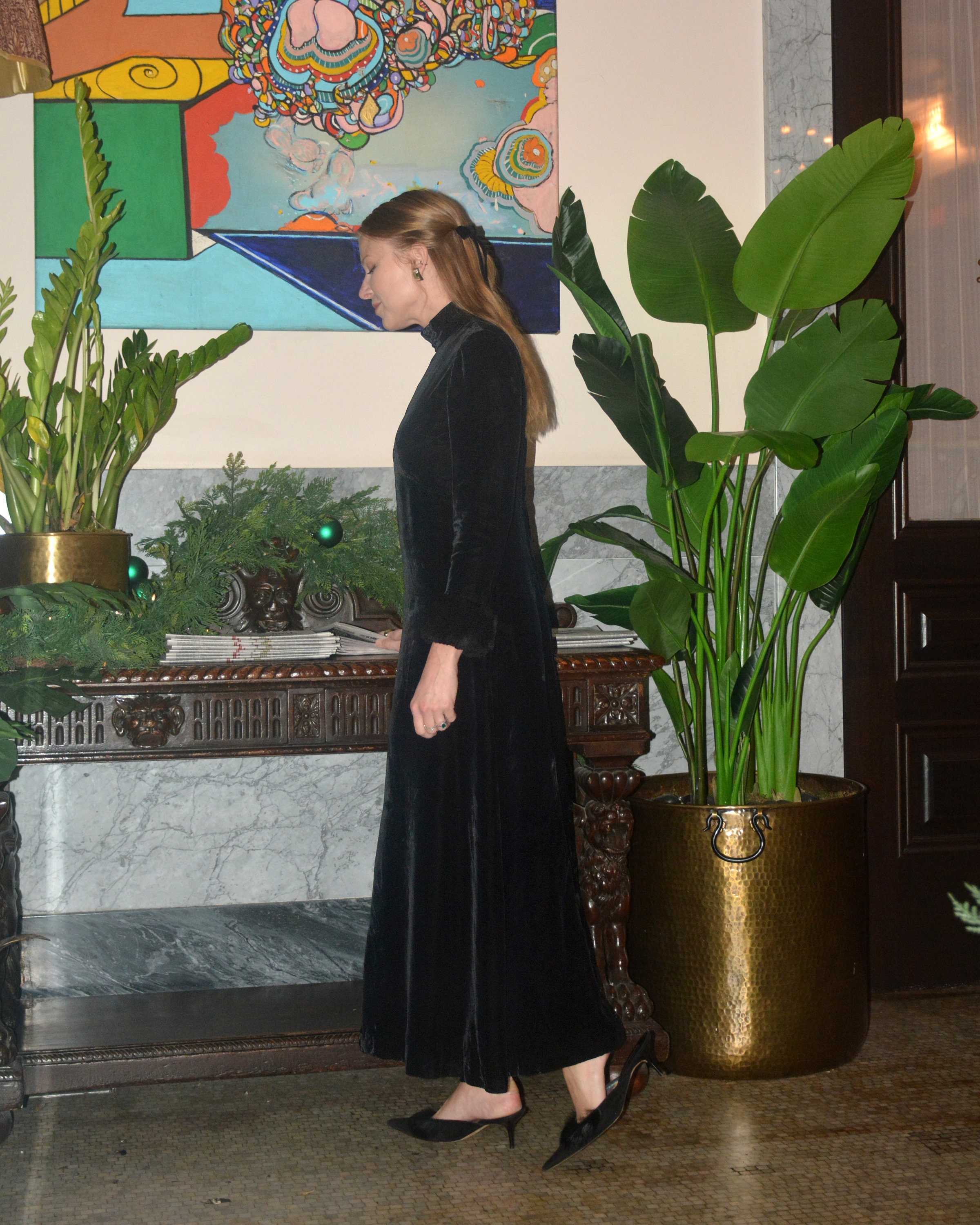 1940 年代のヴィンテージ バイアスカット ファートリム ベルベット