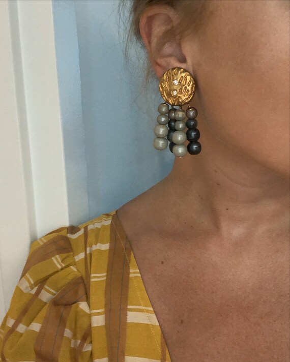 VINTAGE HANDMADE DANGLE Earrings — vintage beaded… - image 3
