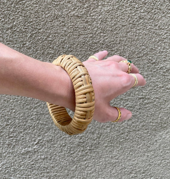 VINTAGE RATTAN BANGLE —  vintage woven straw bang… - image 6