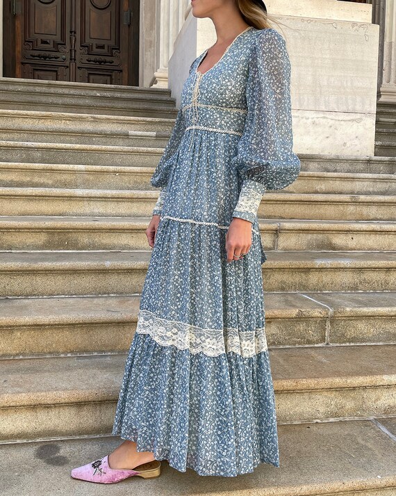 Precious Holy Grail 1970s Gunne Sax Cotton Maxi Dress