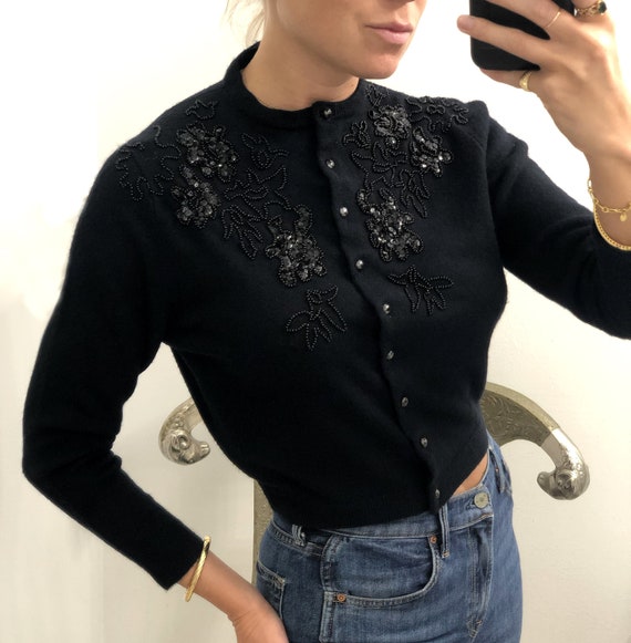 VINTAGE 1950s EMBELLISHED CARDIGAN