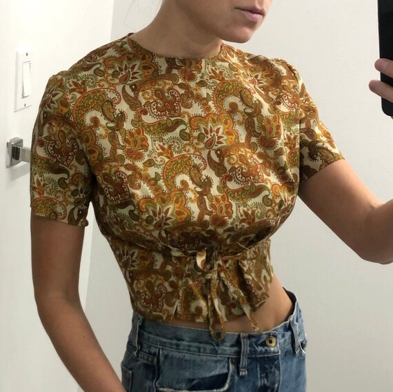 Vintage 1950s Paisley Cropped Blouse — vintage 195