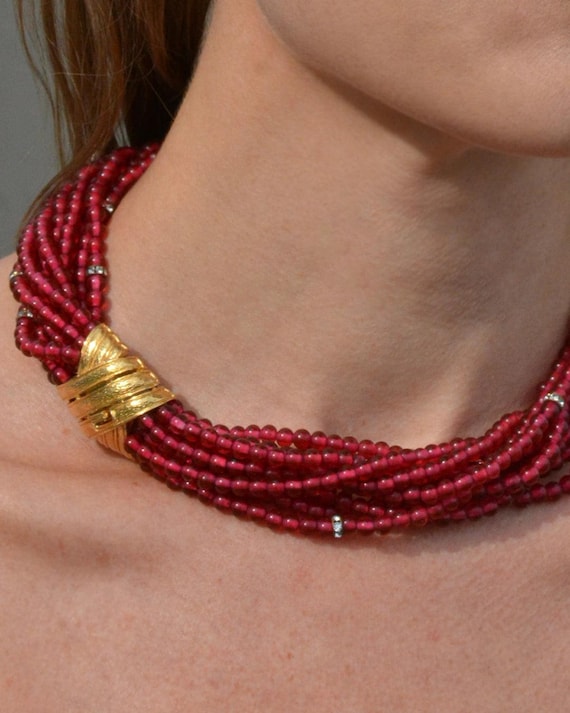 Vintage Ciner Ruby Paste Statement Necklace - image 8