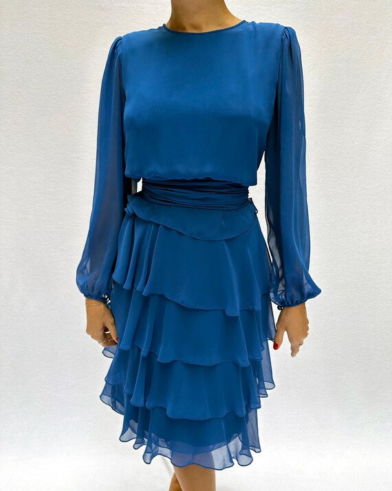 Vintage Tiered Chiffon Long Sleeve Dress (XS-M) -… - image 2