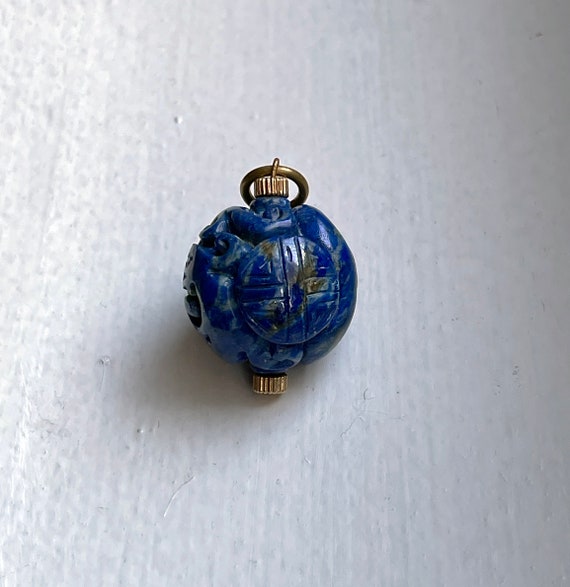 Art Deco Chinese Carved Sodalite Pendant - Art De… - image 4