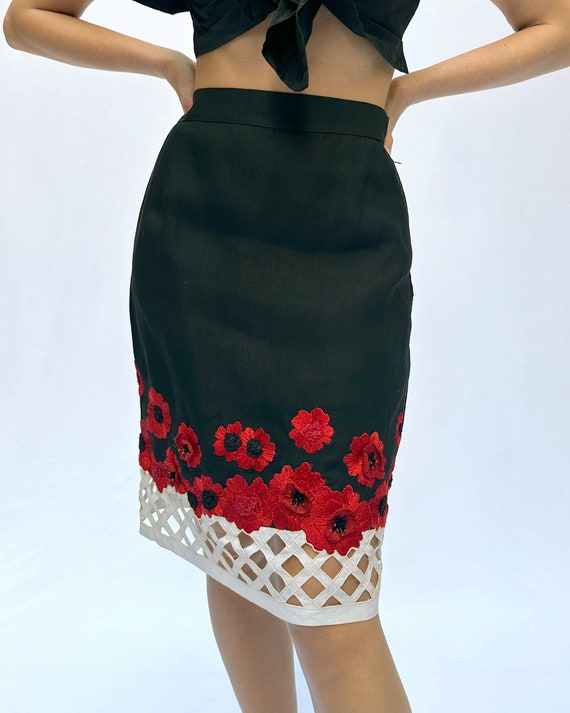 Vintage RoccoBarocco Floral Embellished Skirt -- R