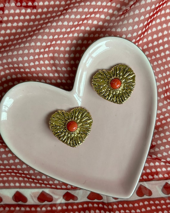 Vintage Gold Heart Stud Earrings