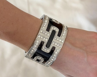 MAGNIFICENT 1940s CINER Gold Gilt & Crystal Articulating Bracelet