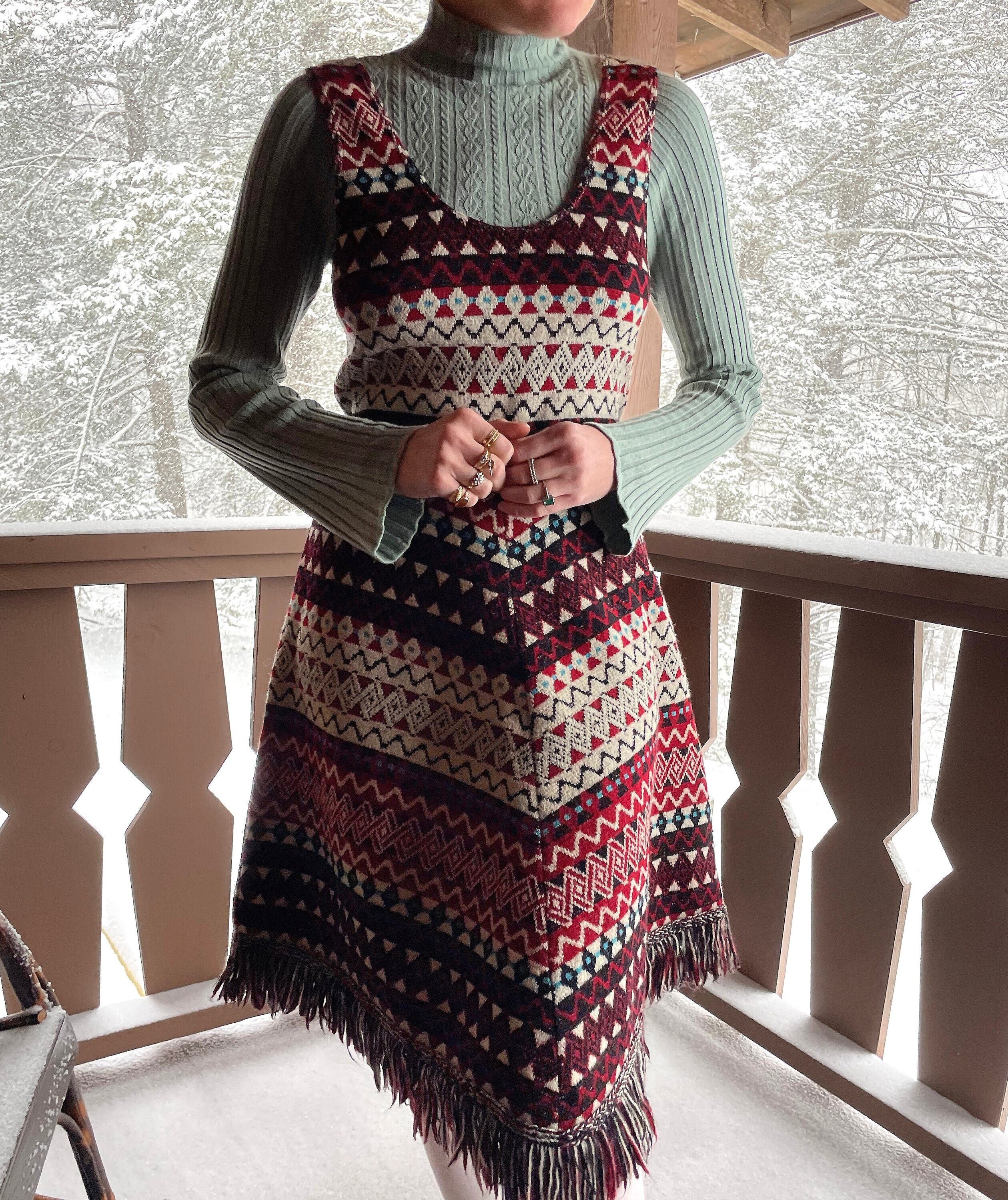 1970s Fair Isle Knit Sweater-dress 