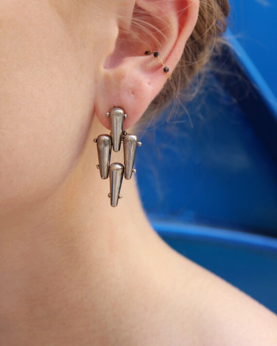 Vintage Brutalist Silver Earrings