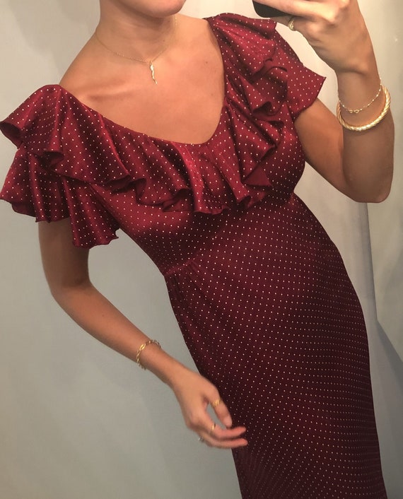 VINTAGE POLKA-DOTTED Ruffle Dress — Vintage tie be