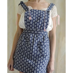 Vintage Block Print Pinafore Apron Dress