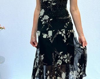 Sue Wong Vintage Y2K Seiden Chiffon Kleid