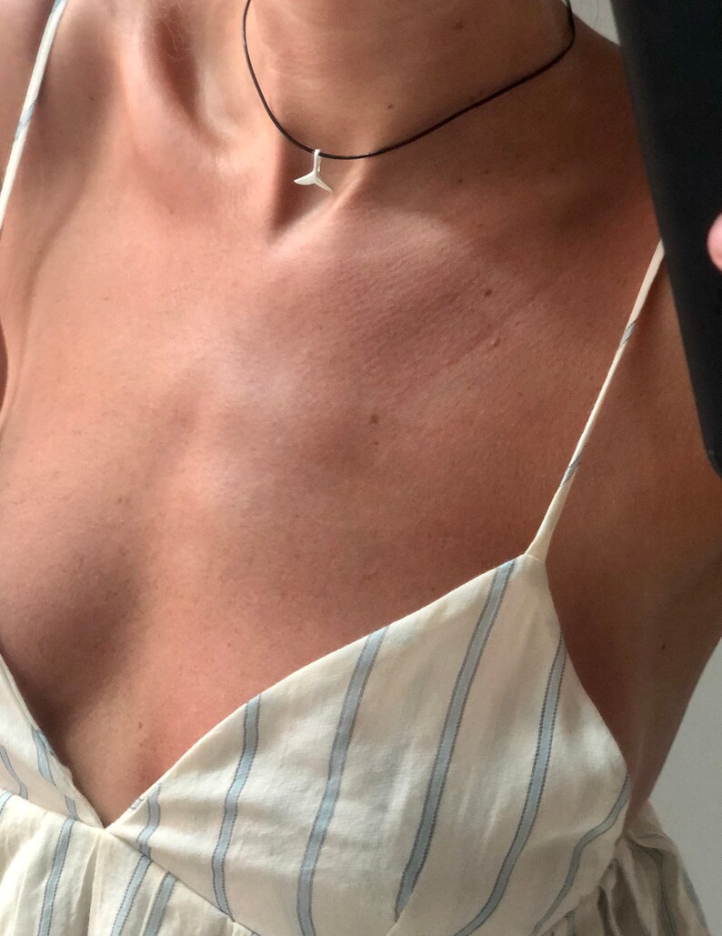 Sterling Silver Fishtail Choker \u2014 Pisces Necklace \u2014 Pisces Jewelry \u2014 Leather Choker \u2014 Silver charm choker \u2014 sterling silver fishtail charm
