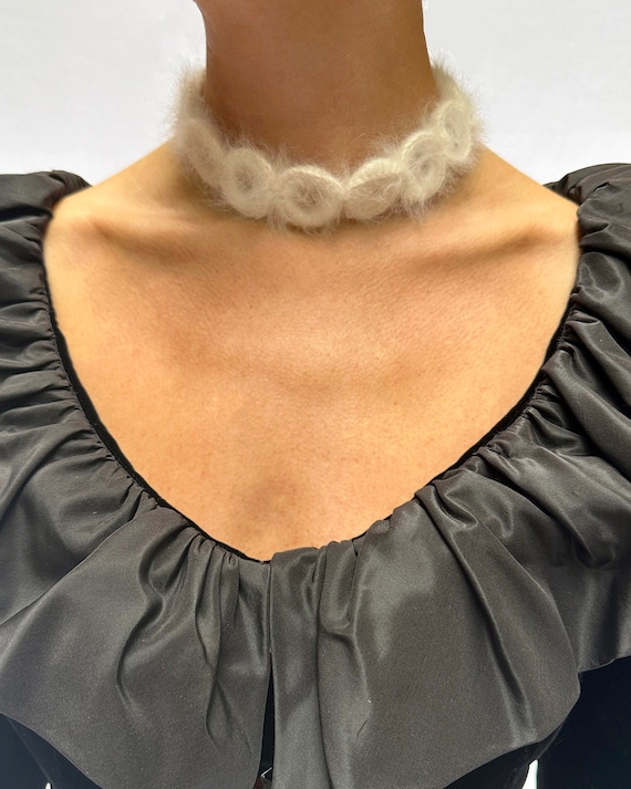 Vintage 1960s Angora Choker Necklace || Vintage an