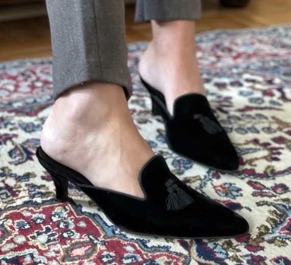 Vintage Ralph Lauren Velvet Tassel Mules — vintage