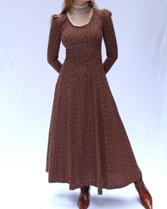 1970s Victorian Style Calico Maxidress, in the sty