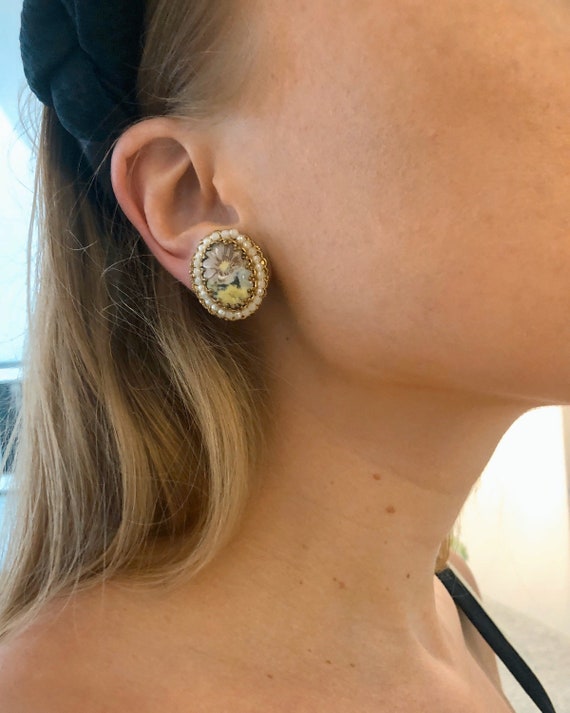 1960s HAND-PAINTED EARRINGS