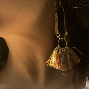 Long Hanging Loop Tassel Earrings