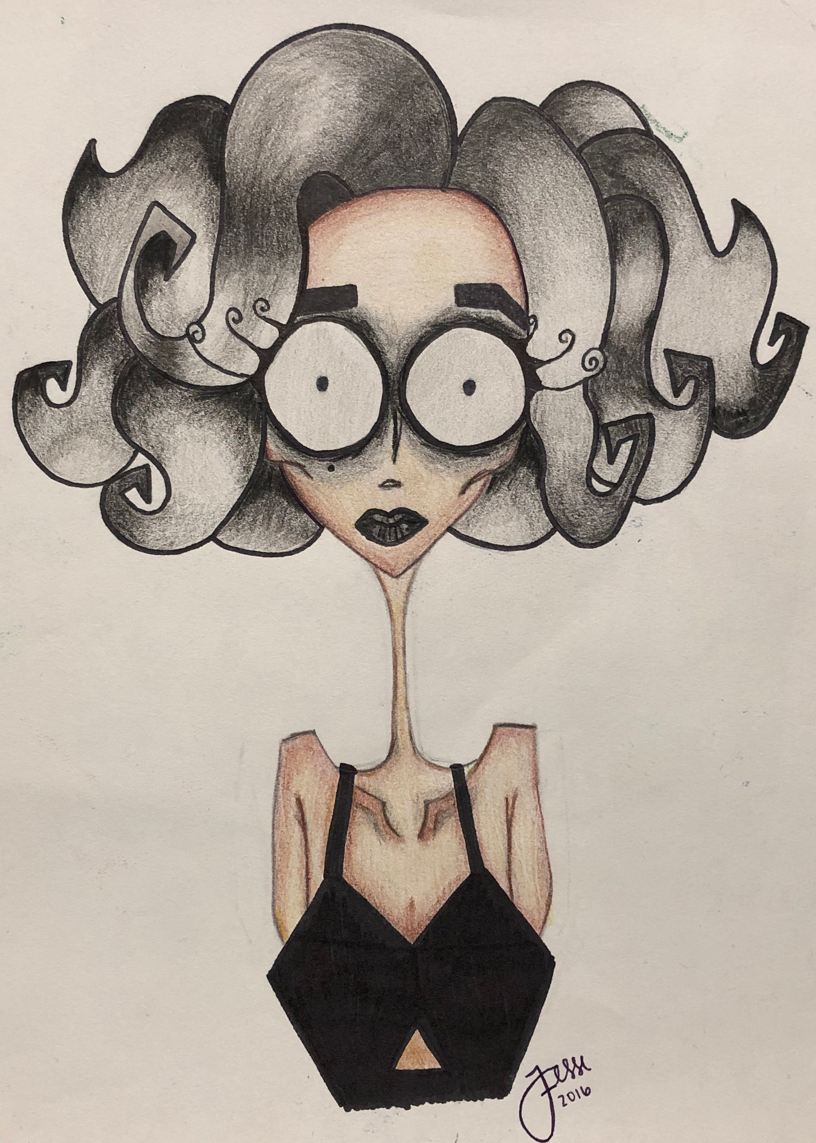 Tim Burton Style Girl Tim Burton Art Weird Art Wall Art Etsy