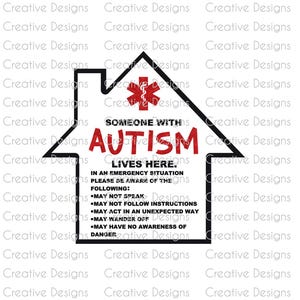 自閉症デカール、自閉症の人がここに住んでいます、SVG ファイル、PNG ファイル、デジタル ファイル、自閉症の認識、自閉症の受容、安全デカール、医療