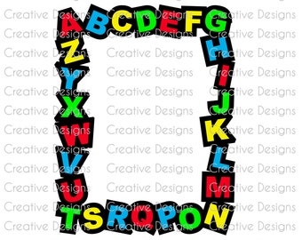Alphabet border SVG, School border PNG, Digital download, Alphabet frame, ABC frame,Sublimation file, School frame