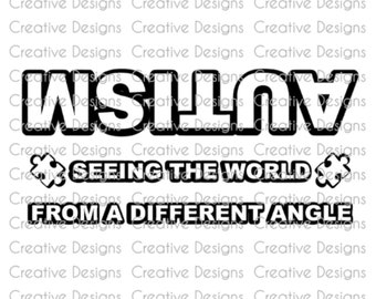 Diseño de camiseta de autismo, autismo viendo el mundo desde un ángulo diferente, archivo SVG, archivo PNG, archivo digital, conciencia sobre el autismo, aceptación del autismo