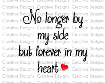 Memorial design, No longer by my side but forever in my heart, SVG file, PNG file, Digital file, memorial saying