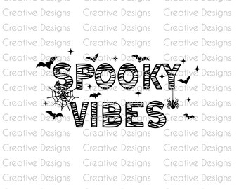 Spooky Vibes SVG | Halloween SVG | Bat Spider Web PNG | Spooky Season Cut File | Halloween Decor Digital File | Halloween Cricut Design