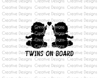 Twins on board car decal, SVG file, PNG file, Digital file, vinyl decal, car decal, Baby on board, Baby gift, window sticker
