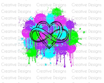 Infinity Heart SVG PNG | Autism Awareness Design | Neurodiversity Infinity Symbol | Neon Paint Splatter Digital Download | Cricut Silhouette
