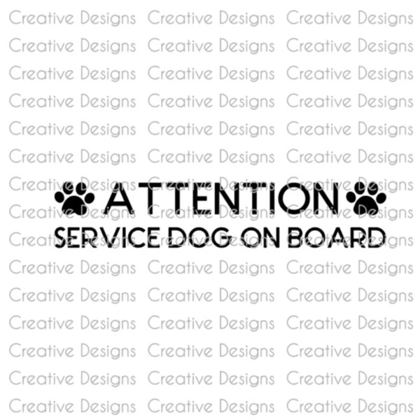 Attention service dog on board decal, SVG file, PNG file, Digital file, safety decal