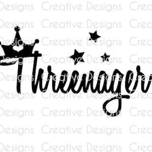 Threenager SVG-bestand, PNG-bestand, digitaal bestand, derde verjaardag ontwerp, kinder T&#39;shirt ontwerp, grappig T&#39;shirt ontwerp